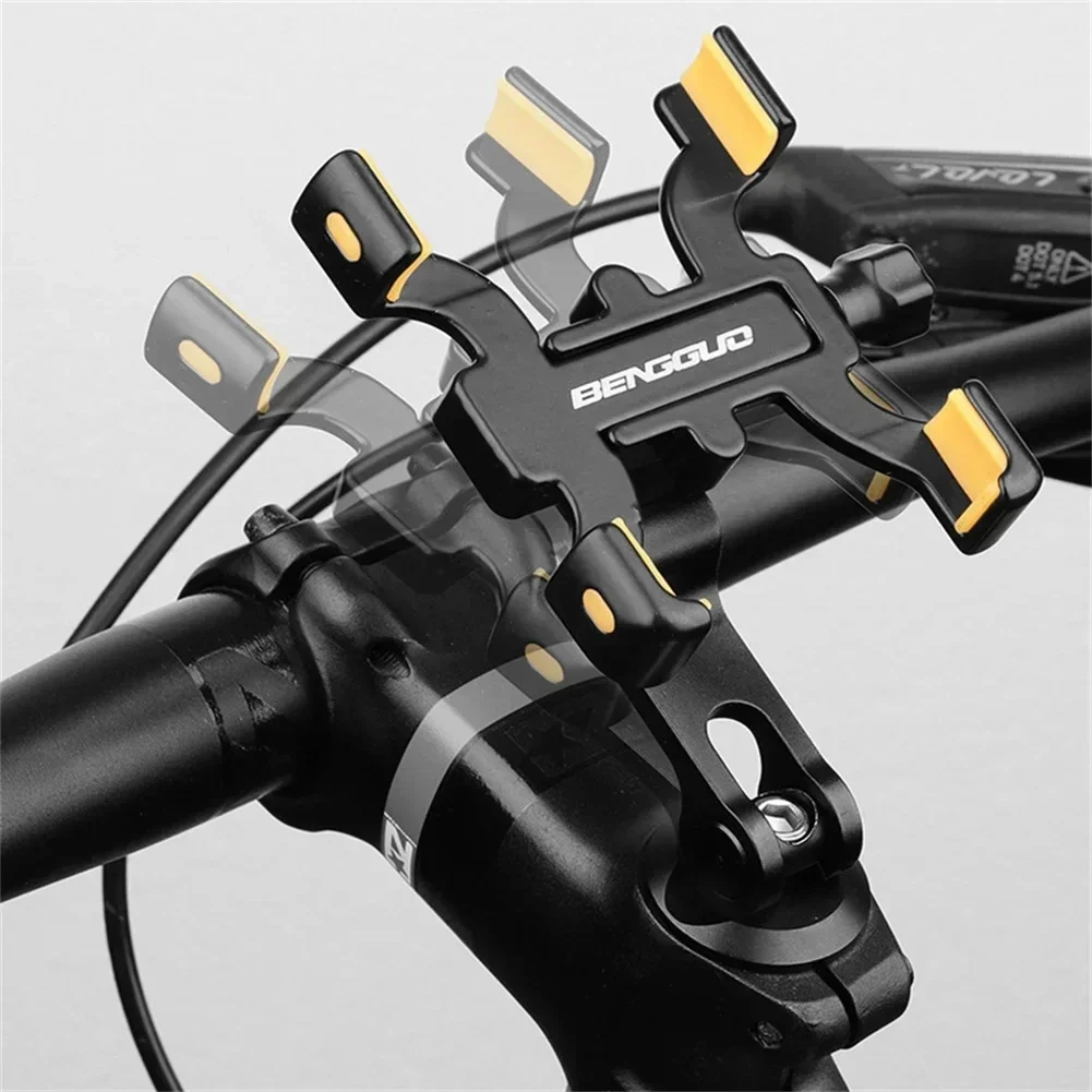 Aluminum Alloy Universal Bicycle Mobile Phone Holder Handlebar Phone Mount with 360 Rotation Adjustable Anti-slip Cycling Parts