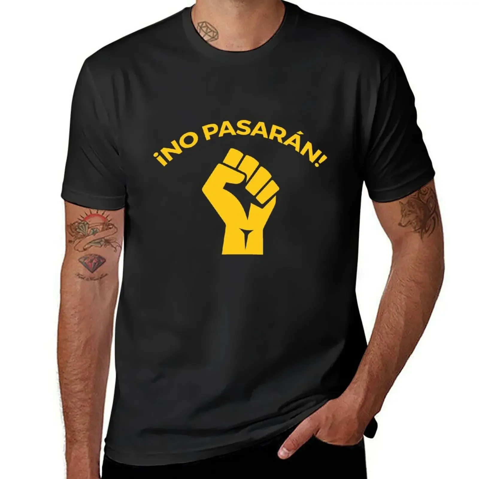 No pasaran T-Shirt rapper graphic tees basketball graphic tees plus size clothes T-shirt men