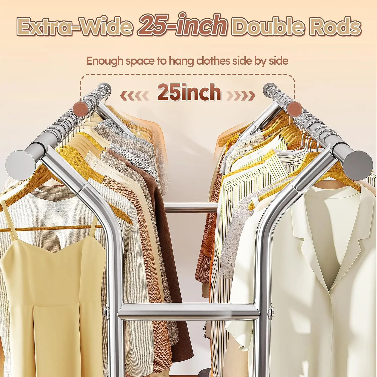 Heavy Duty Clothes Rack with 630 LBS Capacity, Adjustable Double Rod (48.2