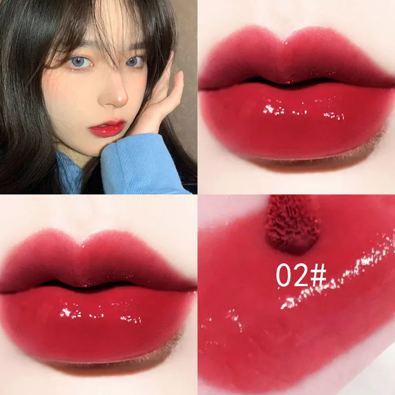 Lip Gloss Transparent Glossy Jelly Lipstick Shimmer Non-sticky Long Lasting Glass Lips Glaze Moisturizing Lip Mud Makeup Use