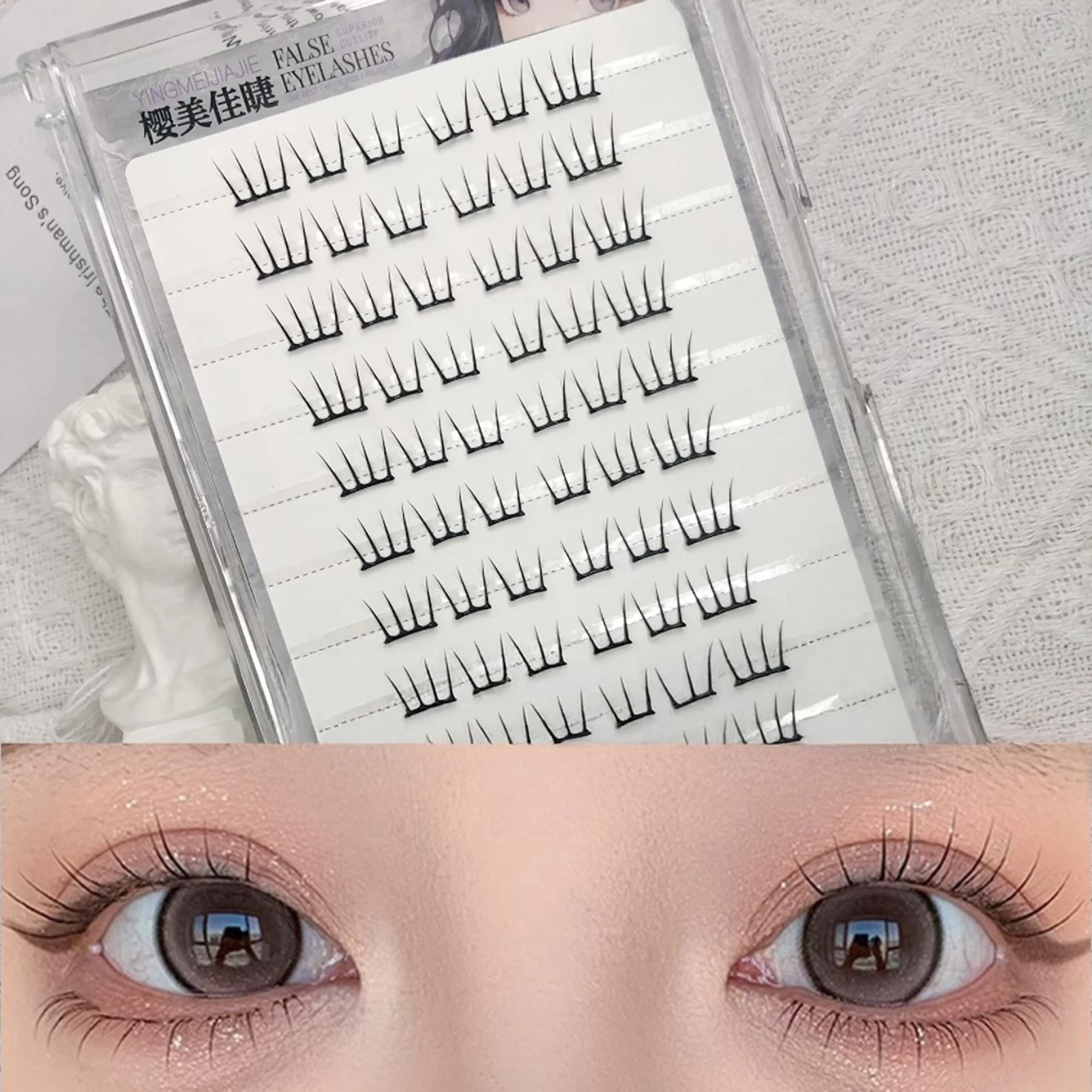 Pestañas postizas sin pegamento en forma de U, extensión de pestañas DIY de estilo coreano, maquillaje Natural, grupo de pestañas DIY para mujeres y niñas