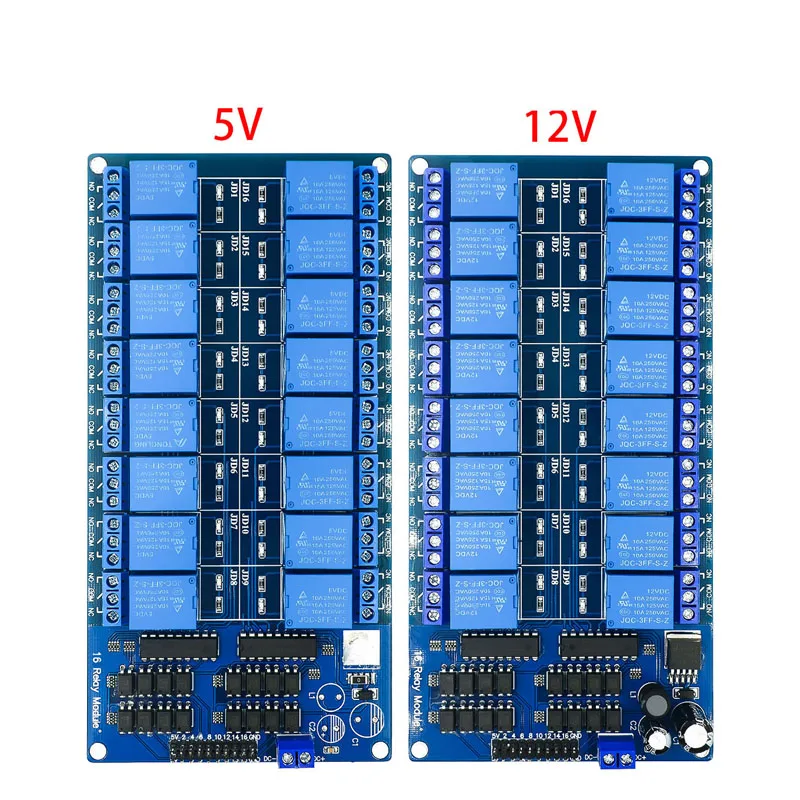 

1~10Pcs 16 Way Relay Module 5V 12V Control Board with Optocoupler Protection and LM2596 Power Relay