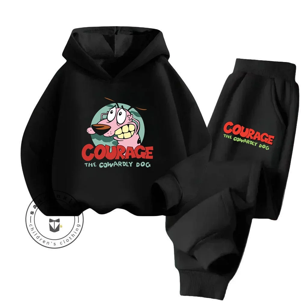 Creativity Cartoon Courage the Cowardly Dog Artistic Hoodie Ensembles Innovative Character Designs Kid Fall Winter Outdoor Wear