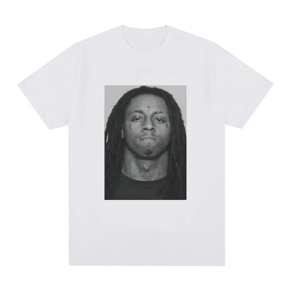Rapper Lil Wayne Mugshot Graphic T-shirt 100% Cotton Comfort Loose T Shirt Women Hip Hop Vintage Short Sleeve Oversized T-shirts
