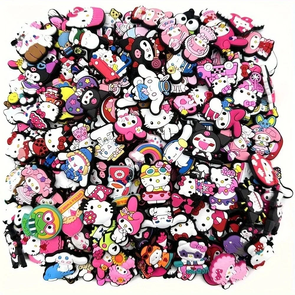 Random 30-100Pcs Sanrio Series Shoe Charms For Clogs Sandals Shoe Decorations Accessories Buckle For Christmas Birthday Gifts