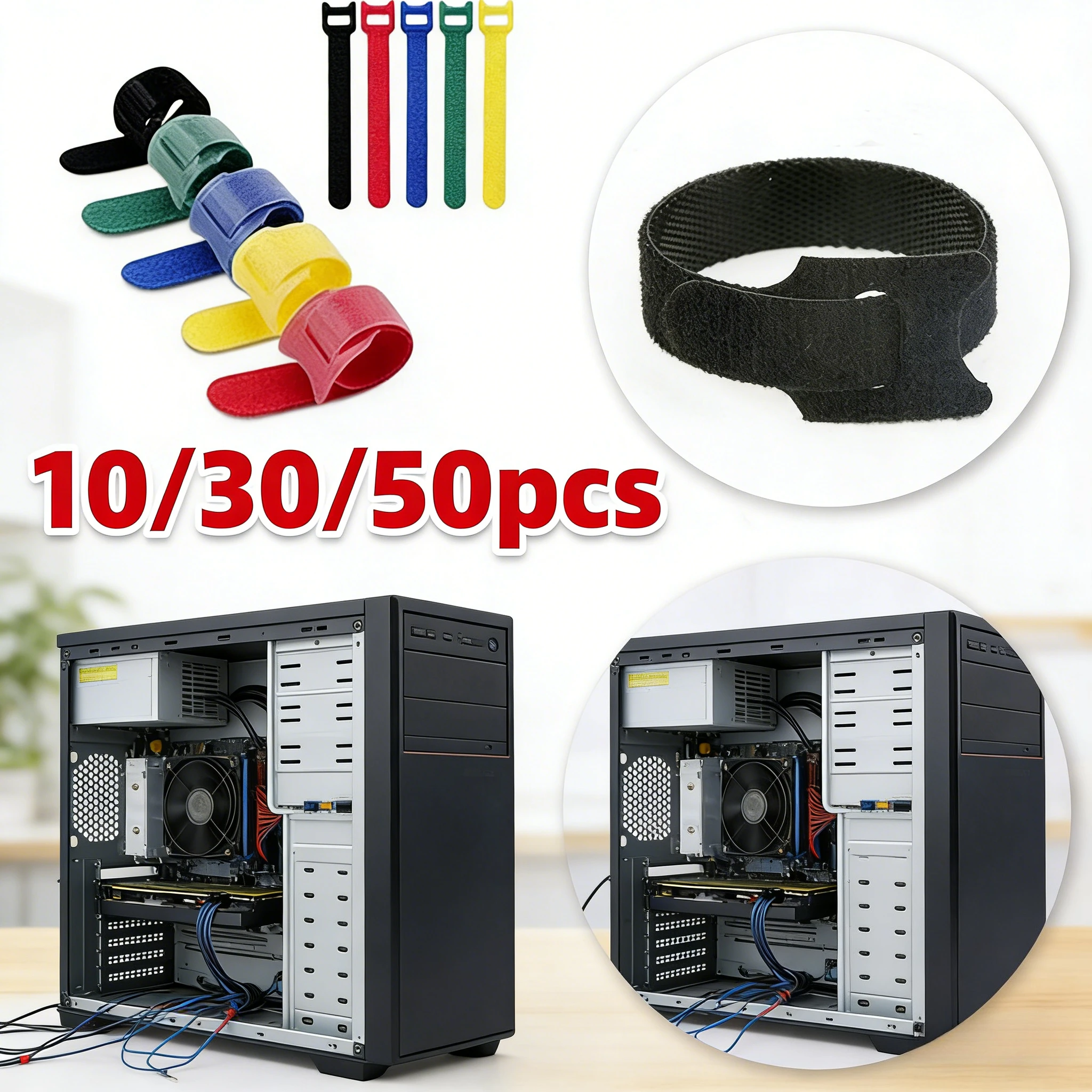 10/30/50/200 unidades de bridas de nailon reutilizables, organizador de cables, enrollador de cables para auriculares, ratón, organizador de cables de carga USB
