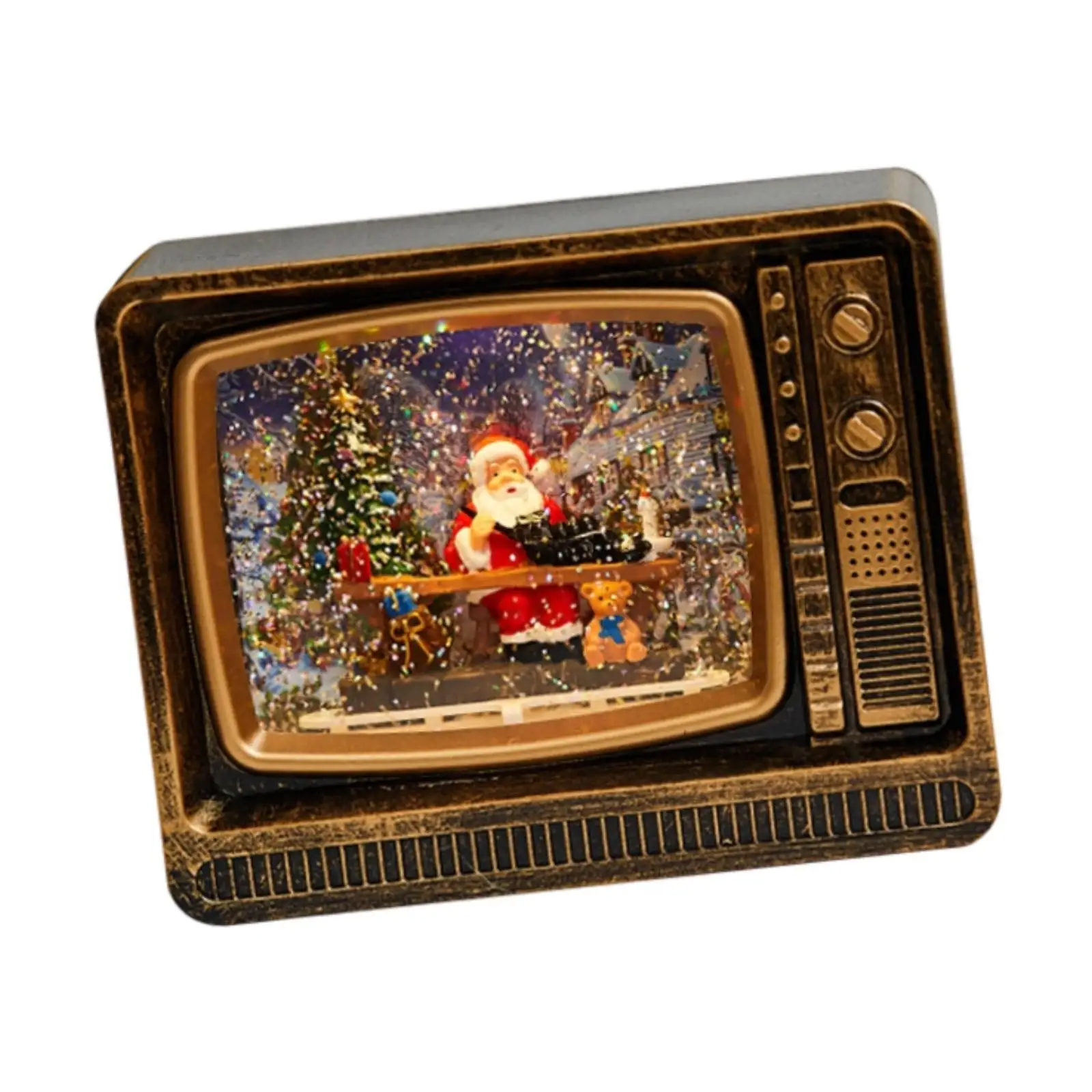 PVC Christmas Music Box Light Up Retro TV Decoration for Kids Table Centerpiece Holiday Party Accessories