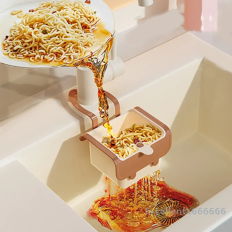 

Durable Push-type Sink Drain Basket Anti-leakage Versatile Kitchen Sink Filter Basket Separate Hanging Bag Grid Racks