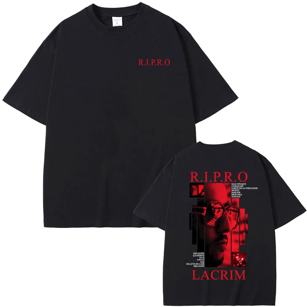 

Rapper Lacrim R.I.P.R.O Album Graphic T-shirt Men Women Hip Hop Fashion Pop Music T-shirts Men's Casual Cotton Vintage T Shirt
