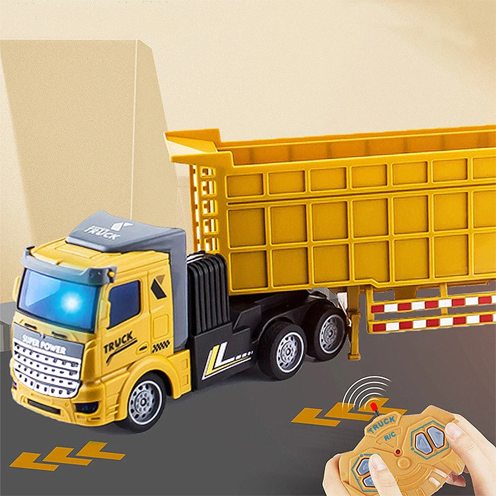 1:48 RC Truck Remote Control Engineering Vehicle Semi-trailer Tanker Radio Controlled Car Toy for Boy Kid Children Xmas Gifts