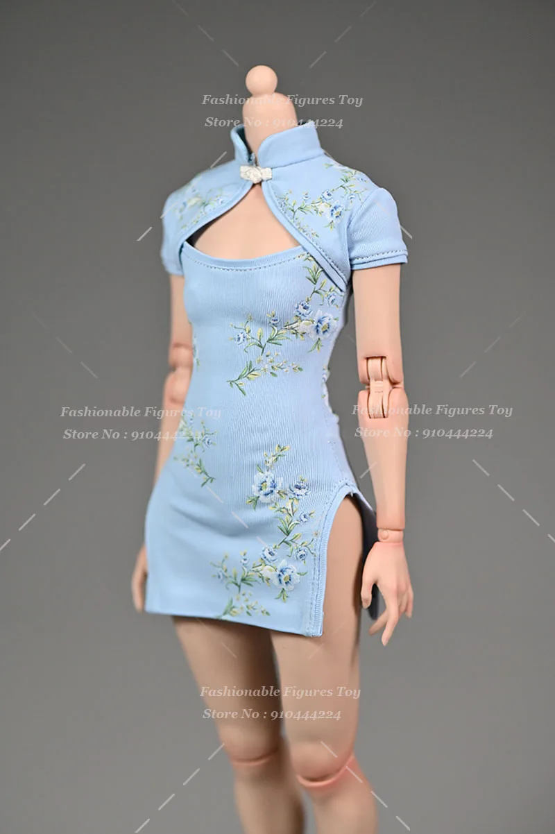 Robe de femme de chambre Cheongsam avec jupe fendue pour femme, robe de soldat imprimée, accessoires vestisens, mignon, en effet, 12 figurines d'action, beurre, 1/6