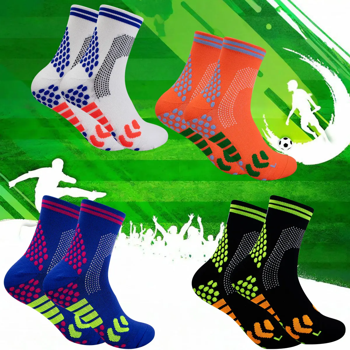 2 pairs of 2025 new polka dot football socks with anti slip tape adhesive, loved by athletes