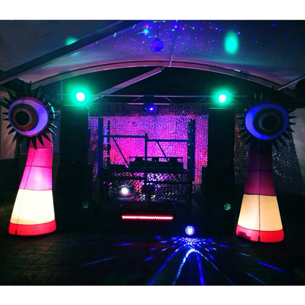 Popular Giant Eye Ball Monster Column With LED Lights Amusement Inflatable Flower For Halloween Decoration