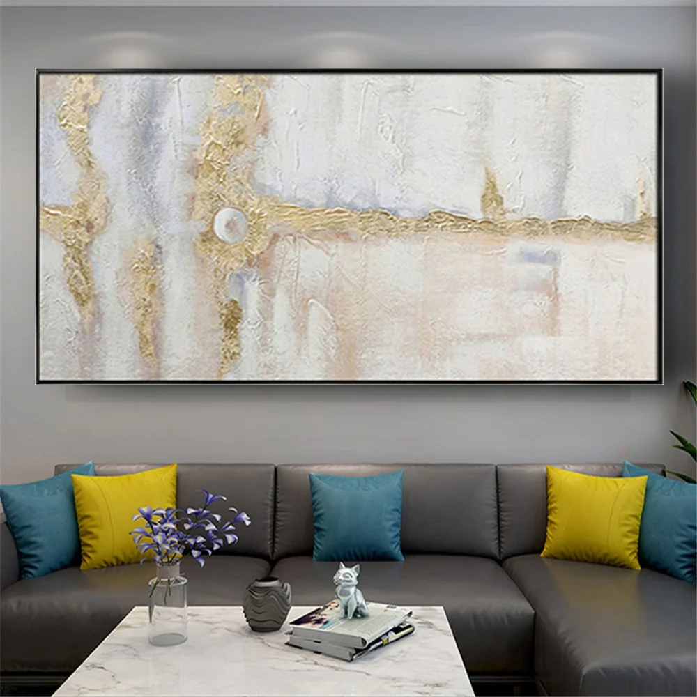 Modern Abstract Acrylic Canvas Paintings Grey Gold Wall Decor Picture Art Large Hand-Painted Latest Design Oil Painting