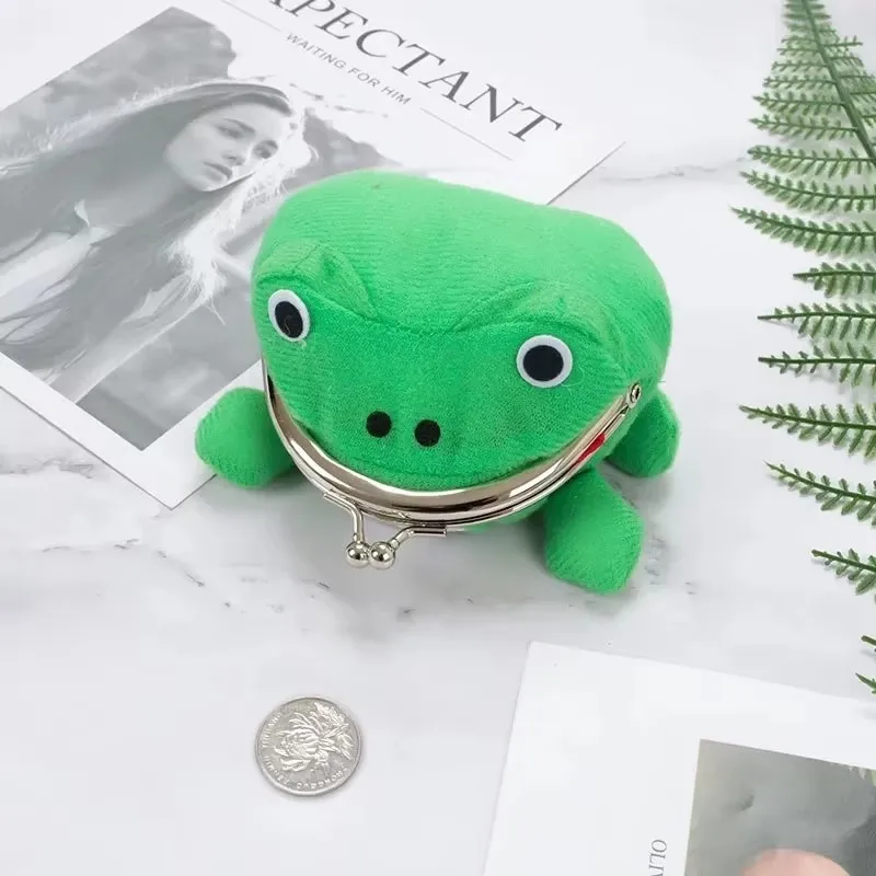 Novelty Adorable Anime Frog Wallet Coin Purse Key Chain Cute Plush Frog Cartoon Cosplay Purse for Women Bag Accessories