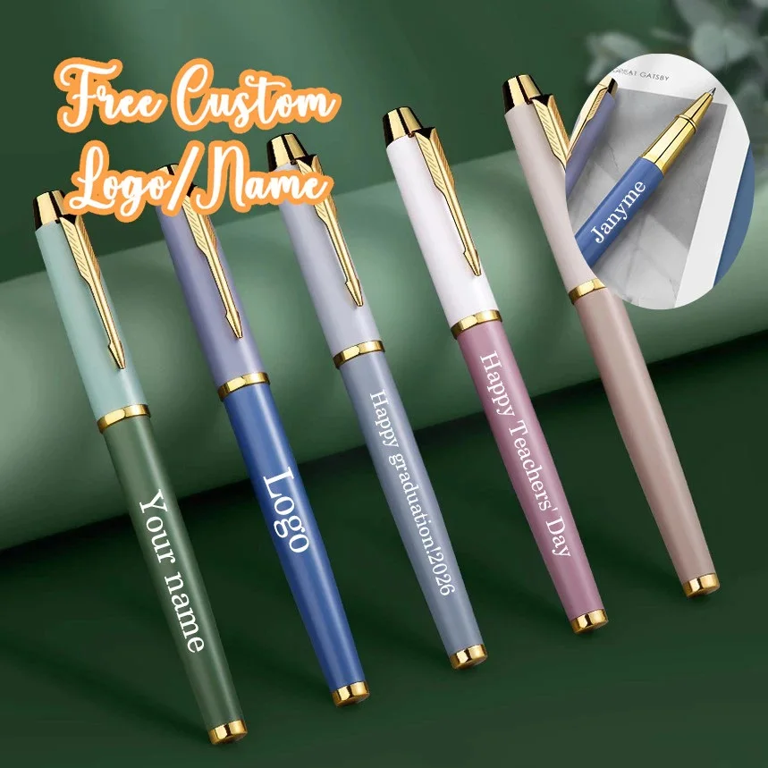 

1PCS Free laser customized logo, 0.5MM metal signature pen, graduation holiday advertising promotion gift stationery gel pens