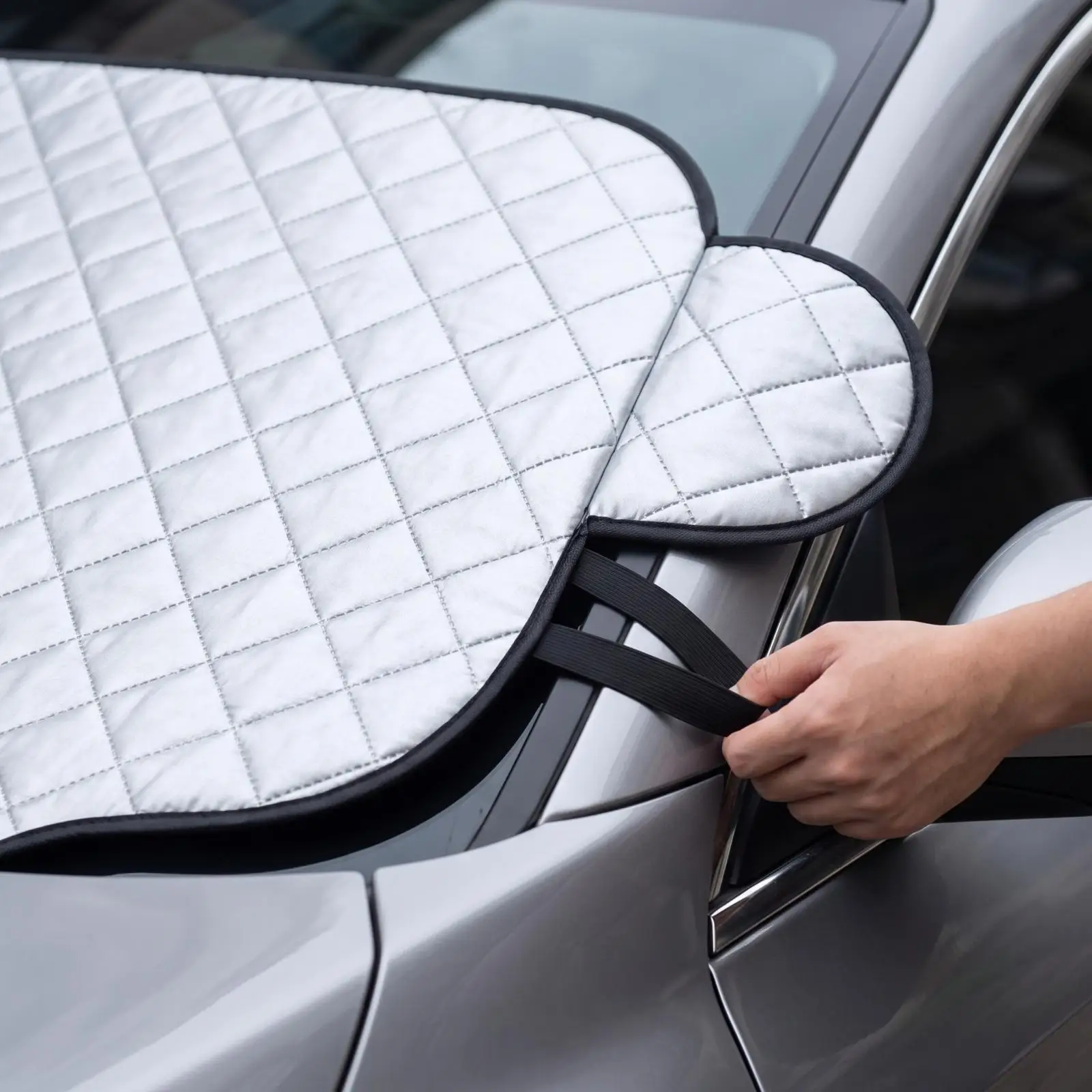 Premium Car Windshield Cover Frost Snow Ice Shield Aluminum Foil Material with Side Straps for Winter Driving Protection