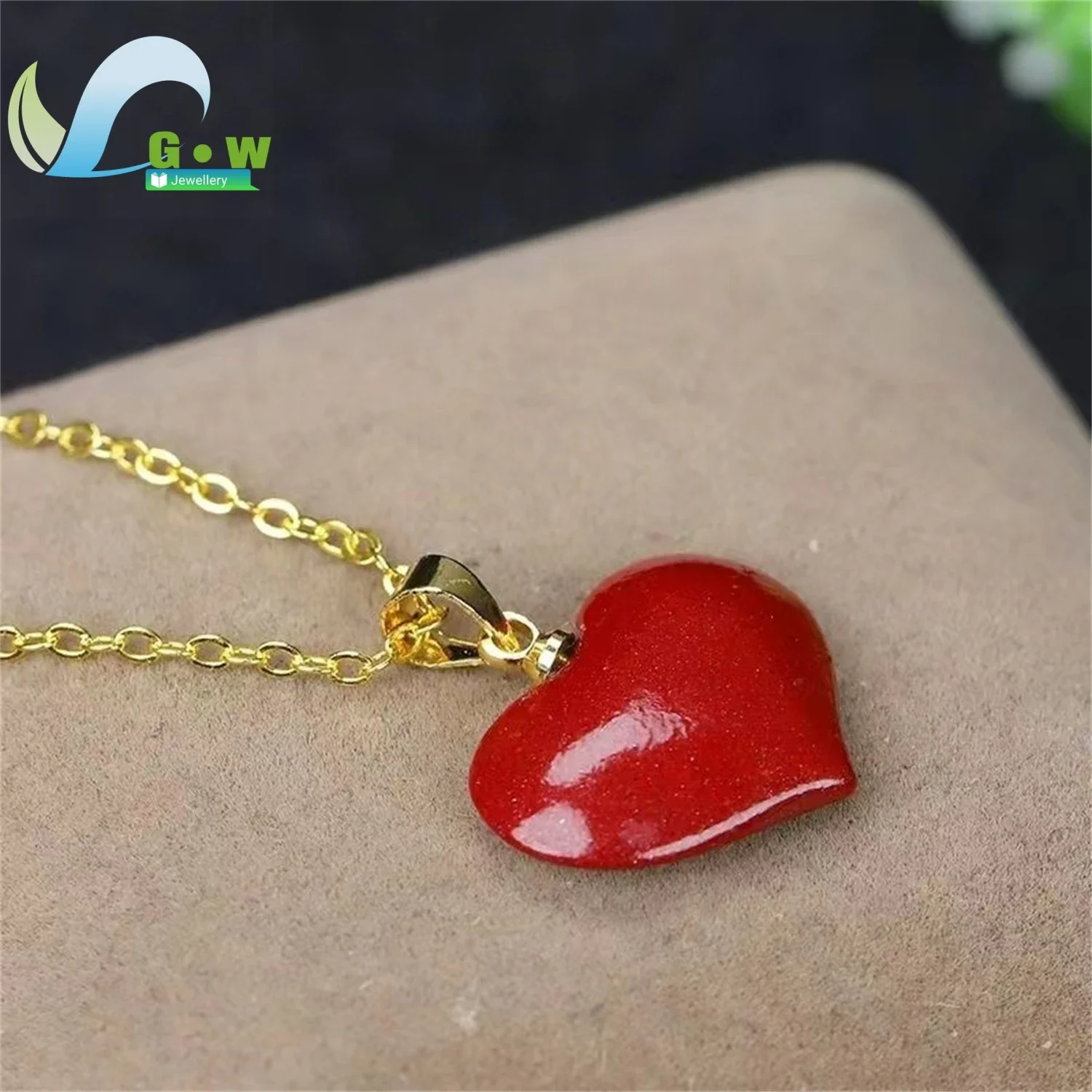 Natural Cinnabar Heart Pendant Necklace 925 Sterling Silver Clasp Purple Gold Sand High Content Adjustable Choker Collarbone