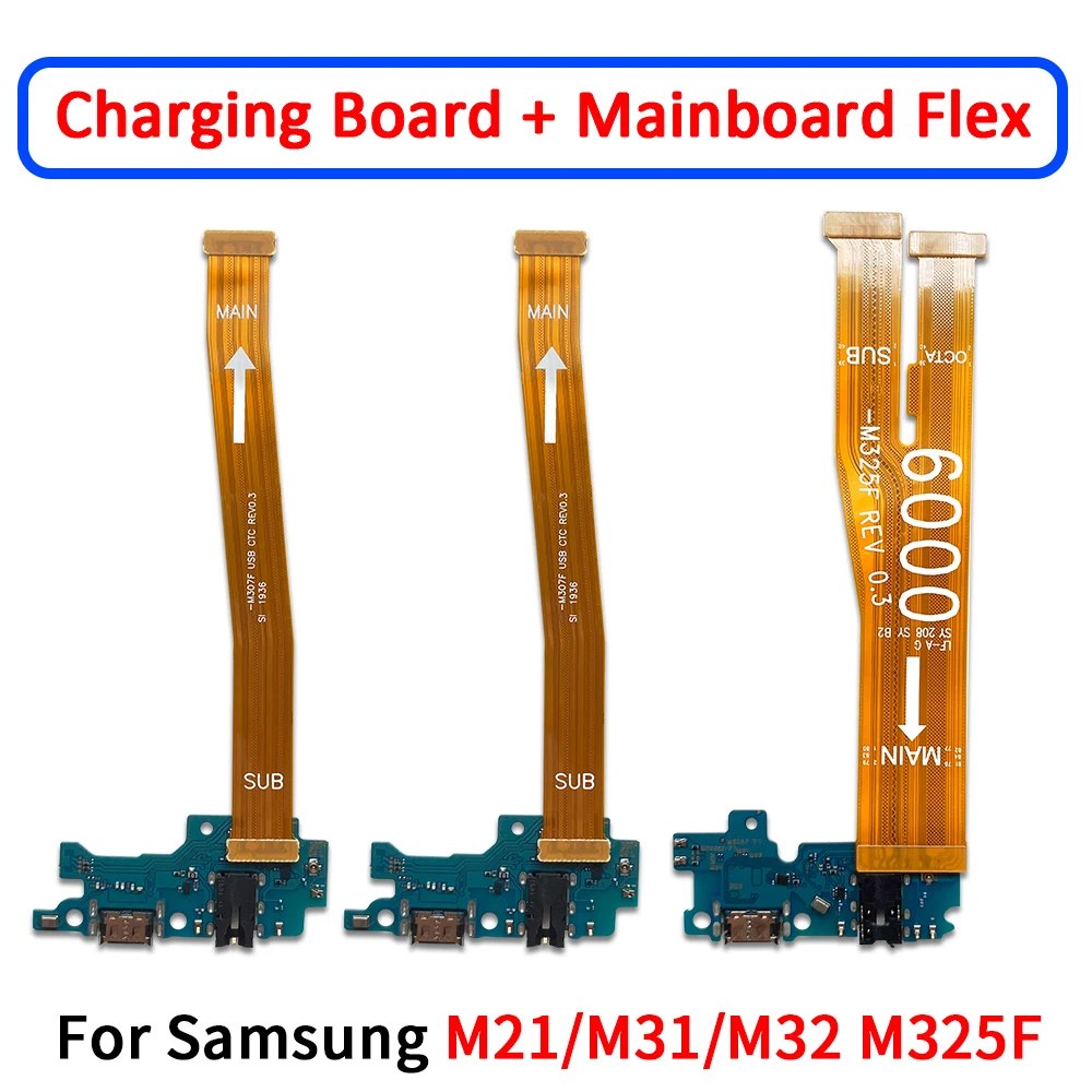 New For Samsung M53 5G M23 M33 M21S M51 M32 USB Charging Port Dock Board Connector Main FPC Motherboard Flex Cable With Micro