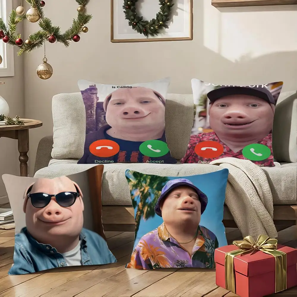 Funny John Pork Is Calling Cushion Cover 1/4Pcs Soft Plush Throw Pillow Cover Double-Sided Print Sofa Living Room Decor