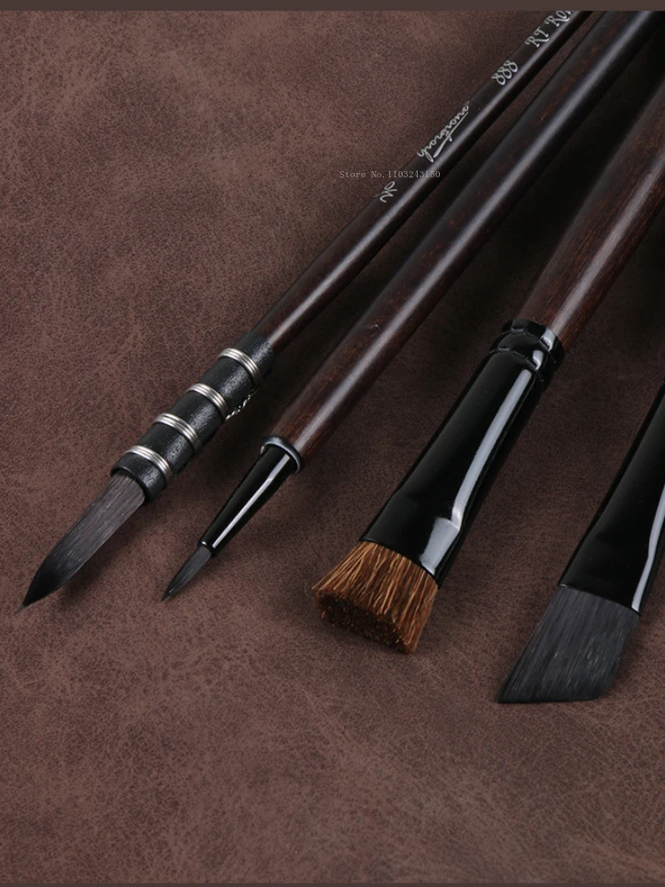 Watercolor Paint Brush 10pcs Flannelette Pen Bag Set Grey Rat Hair Color Nylon Paintbrush Artist Art Travel Watercolor Creation