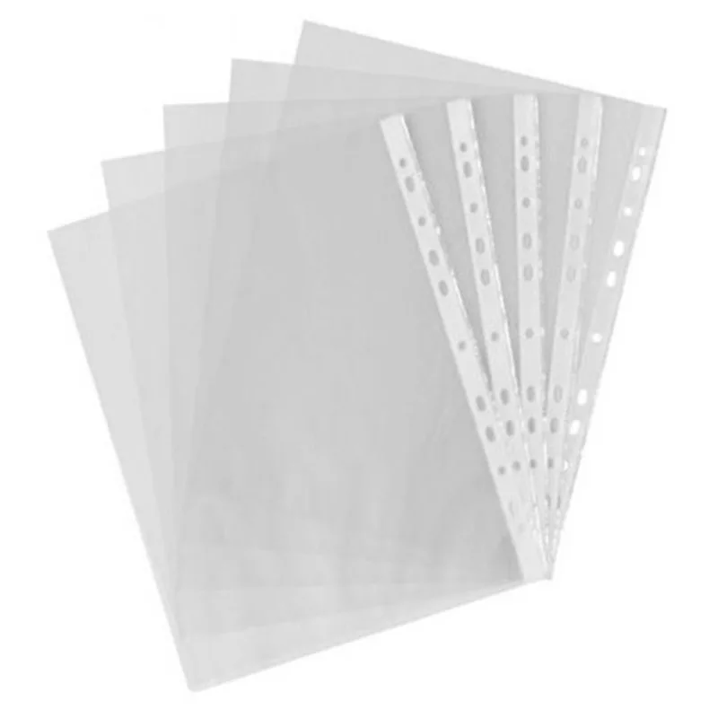 

100 шт. A4 PP перфорированные карманы папки кошельки для хранения рукавов сумка прозрачная 0,03 мм