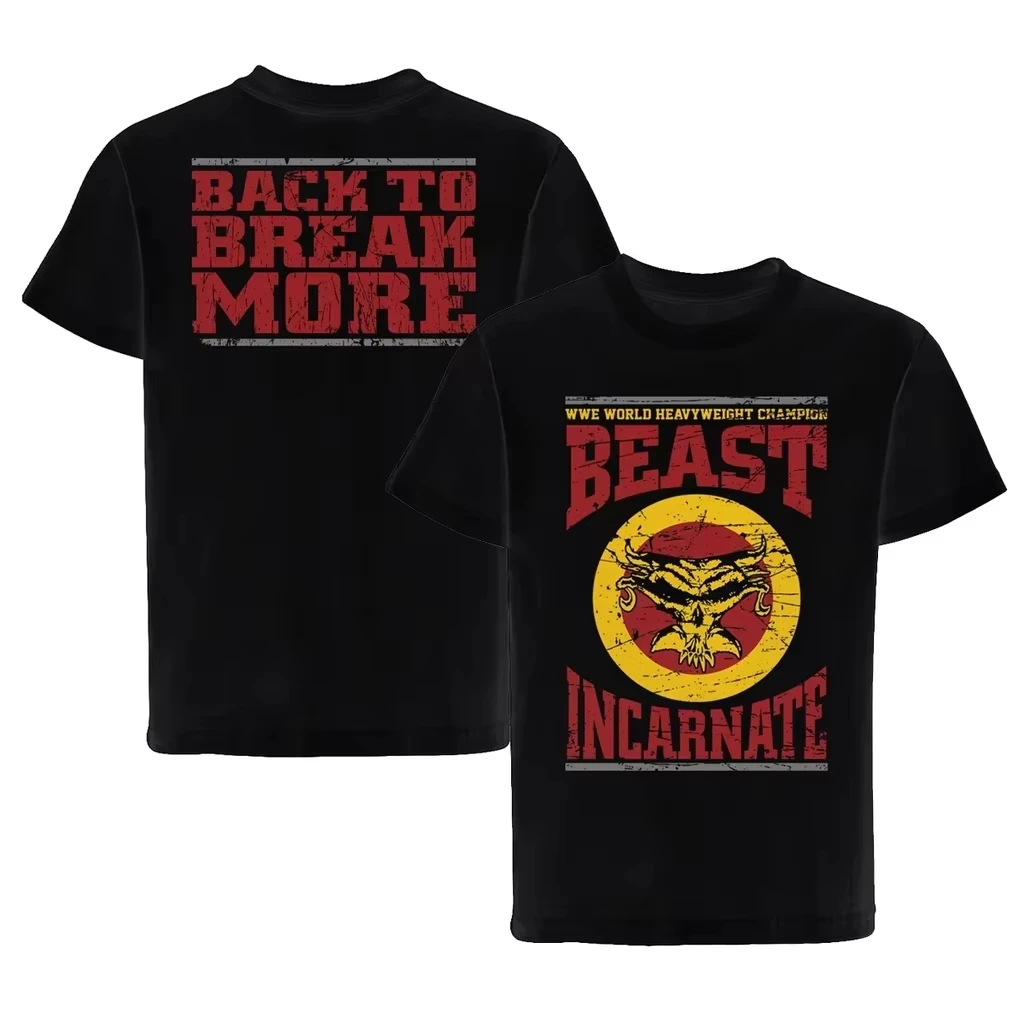 Beast Brock Lesnar Wrestling-Camiseta holgada de manga corta con cuello redondo para hombre, ropa de alta calidad