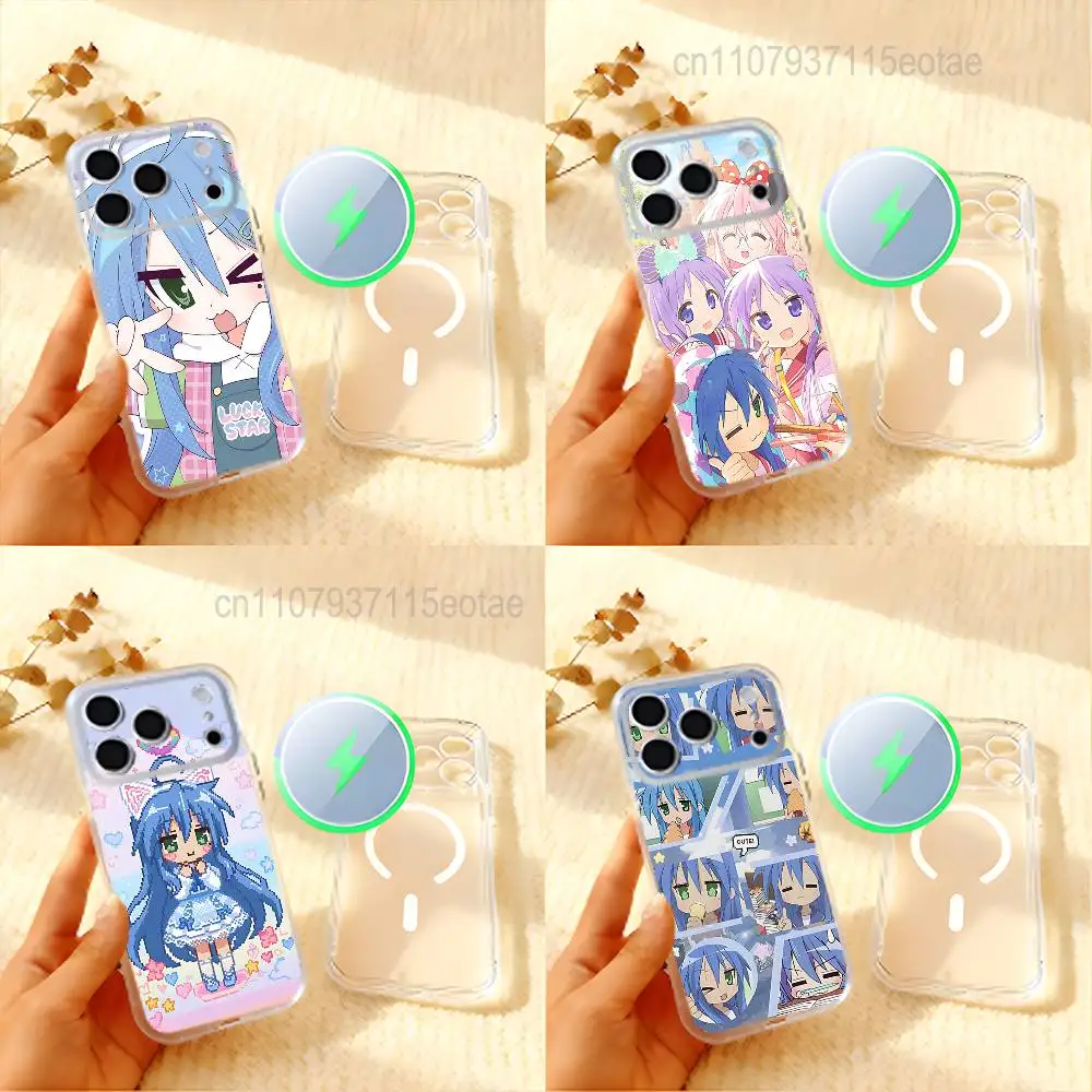 

K-Konata Izumi Lucky S-Star Frosted Clear Magnetic Case for iPhone 17,16,15,14,13,12,11 Pro,Max,Plus,Mini,Air,E
