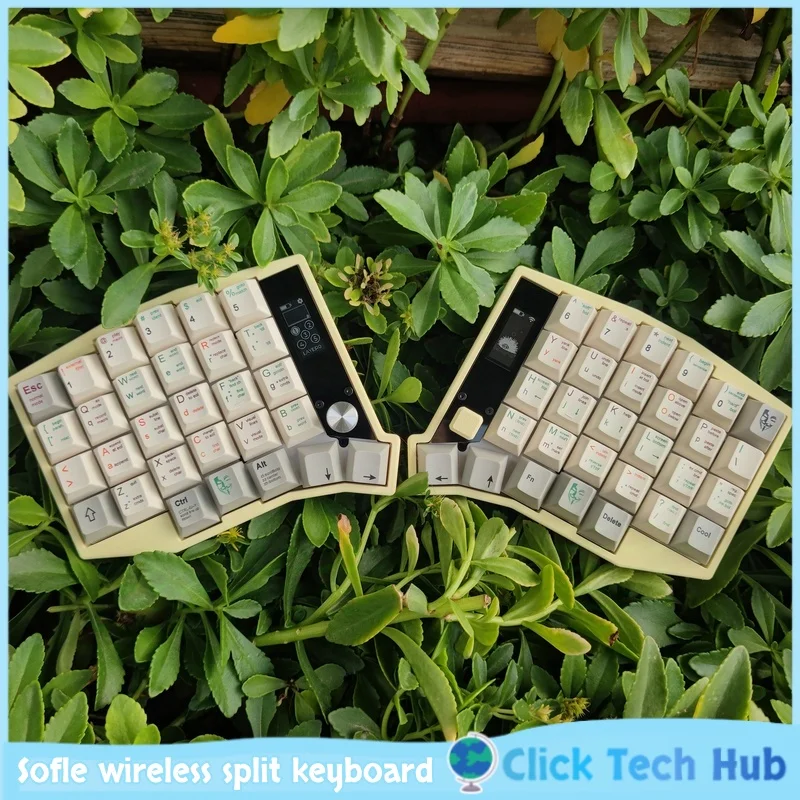 

Sofle беспроводная разделенная клавиатура 58-клавишная Bluetooth двухрежимная игровая клавиатура zmk nice View джойстик ручка экрана механическая клавиатура