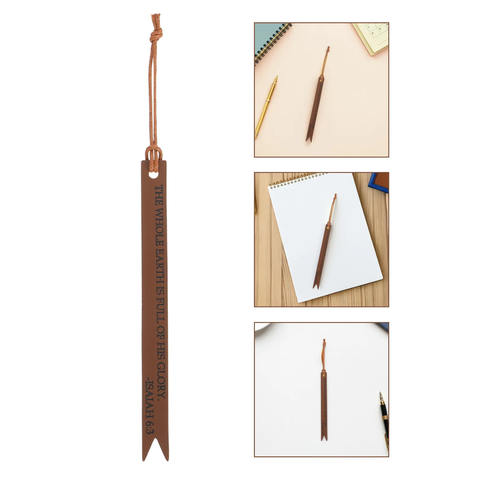 12Pcs PU Christian Bookmarks Bible Study Supplies Scripture Engraved Book Marker String Vintage Religious