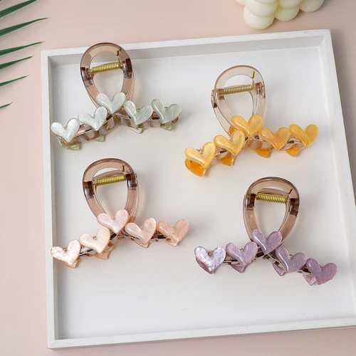 Imagen 2 del producto Nueva pinza para el pelo con estampado de flores para mujer, pinza para el pelo de plástico resistente y colorida, pinzas para el pelo de gran tamaño, horquilla de cangrejo, accesorios para el cabello, regalo para niña