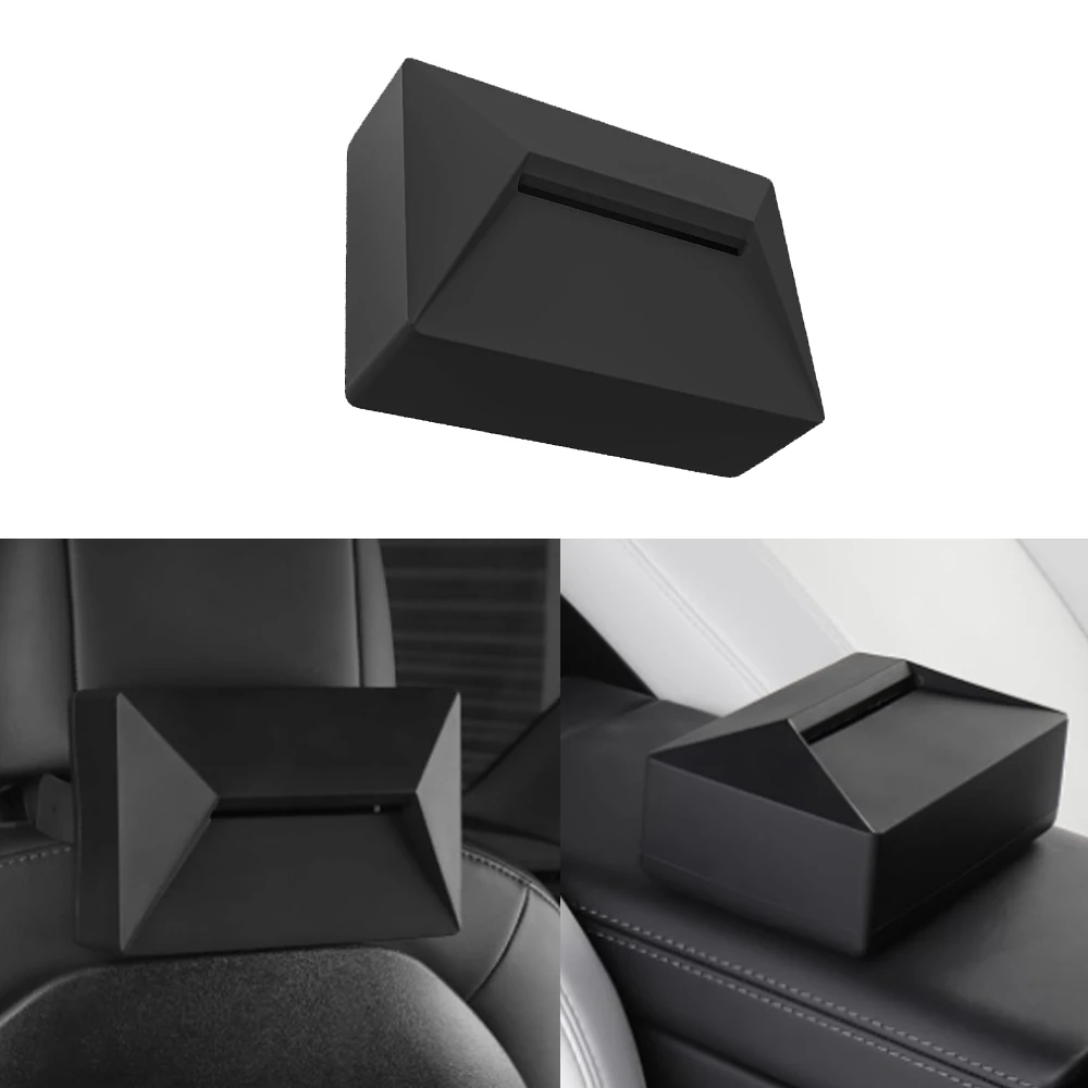 Car Tissue Storage Box for Tesla Model Y 3 X S Silicone Soft Tissue Box Backrest Hanging Napkin Paper Holder Fixed Waterproof