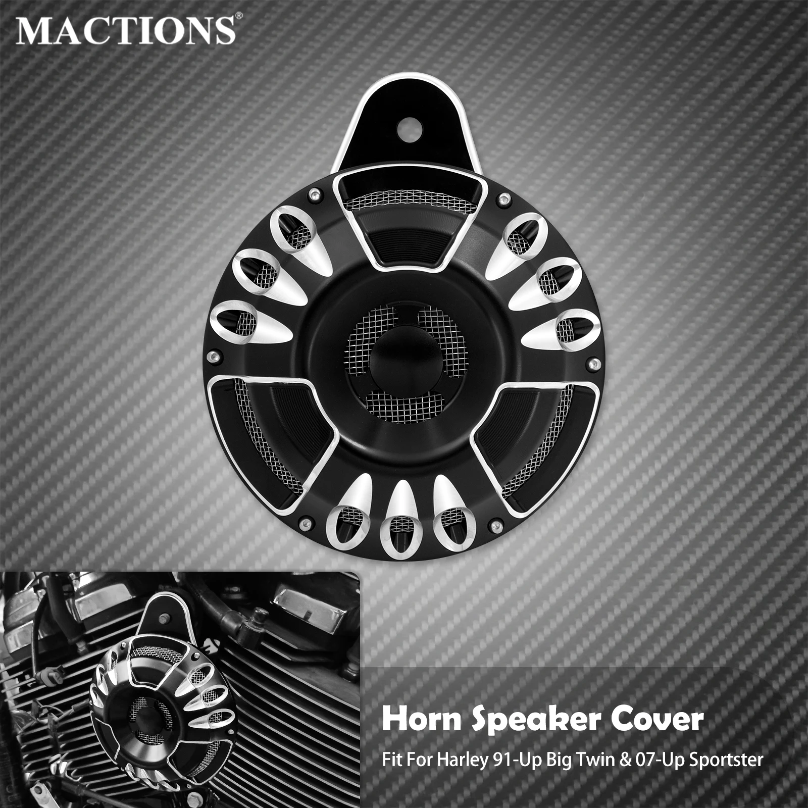 

Motorcycle CNC Horn Speaker Cover Kit Horns Cap For Harley Big Twin Cam M8 Touring FLHR Softail Dyna 91-Up Sportster XL 2007-Up