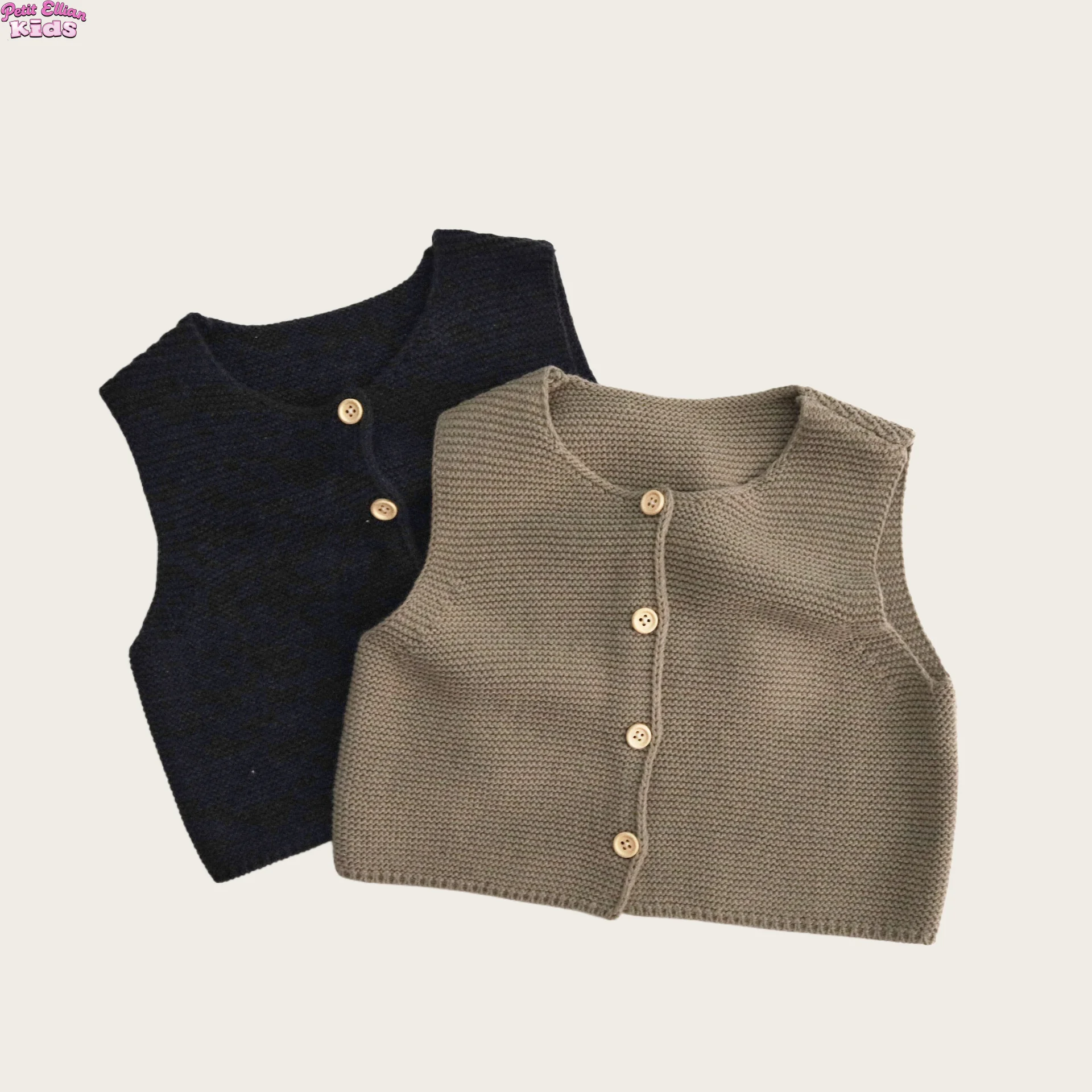 

Toddler Children's Vest 1 - 6Y Autumn Kids Girls Boys Cotton Knitted Vest Solid Color Button Up Sleeveless Cardigan for Winter