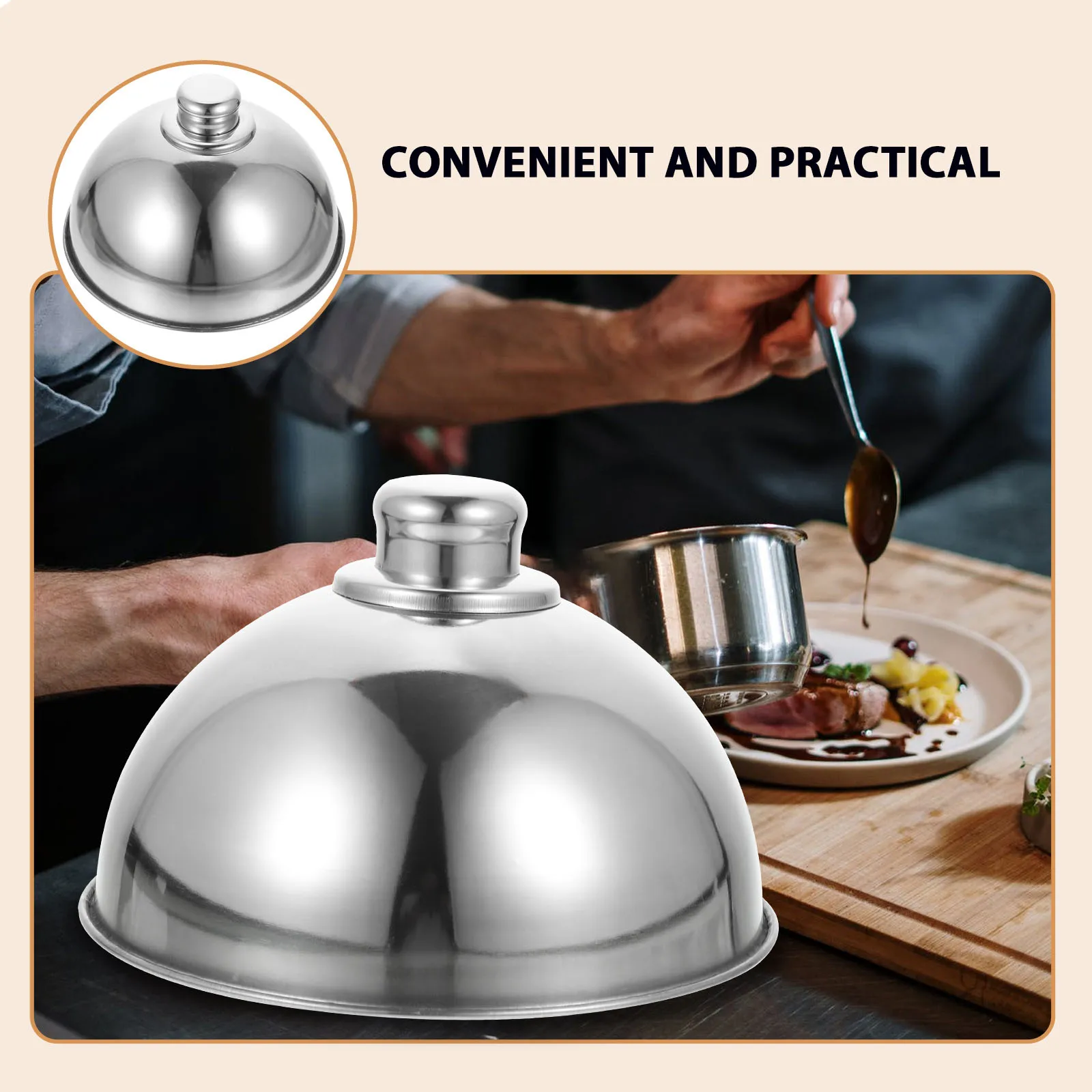 

Stainless Steel Steak Cover Food Cloche Anti Splashing Dust Proof Fresh Keeping BBQ Household Kitchen Party Supply Insect Proof