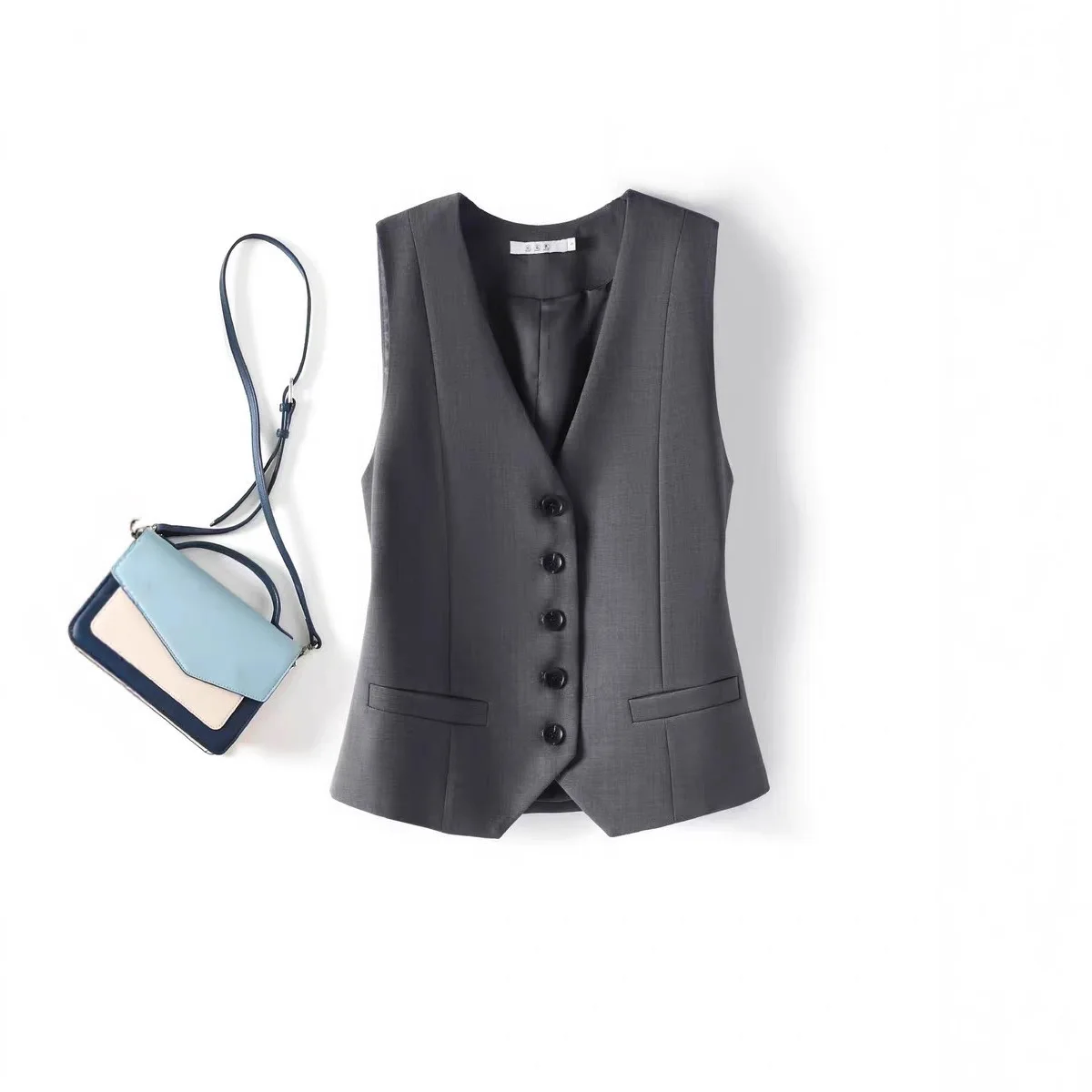 

Summer V-neck Vest Women Thin Loose Waistcoat Single Breasted Sleeveless Female Slim Short Vest Femme Slim Buttons