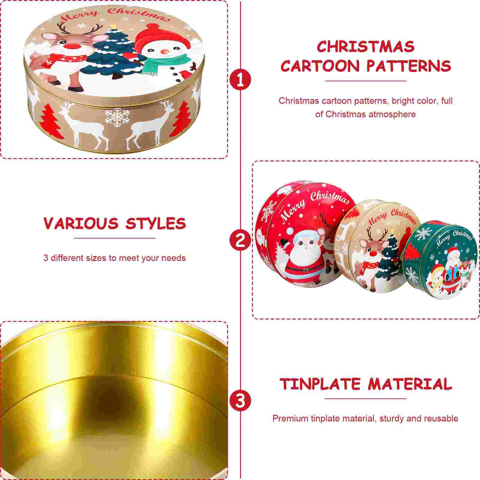 Cookies Christmas Tin Box Candy Packing Cases Tinplate Gift Boxes Containers Storage