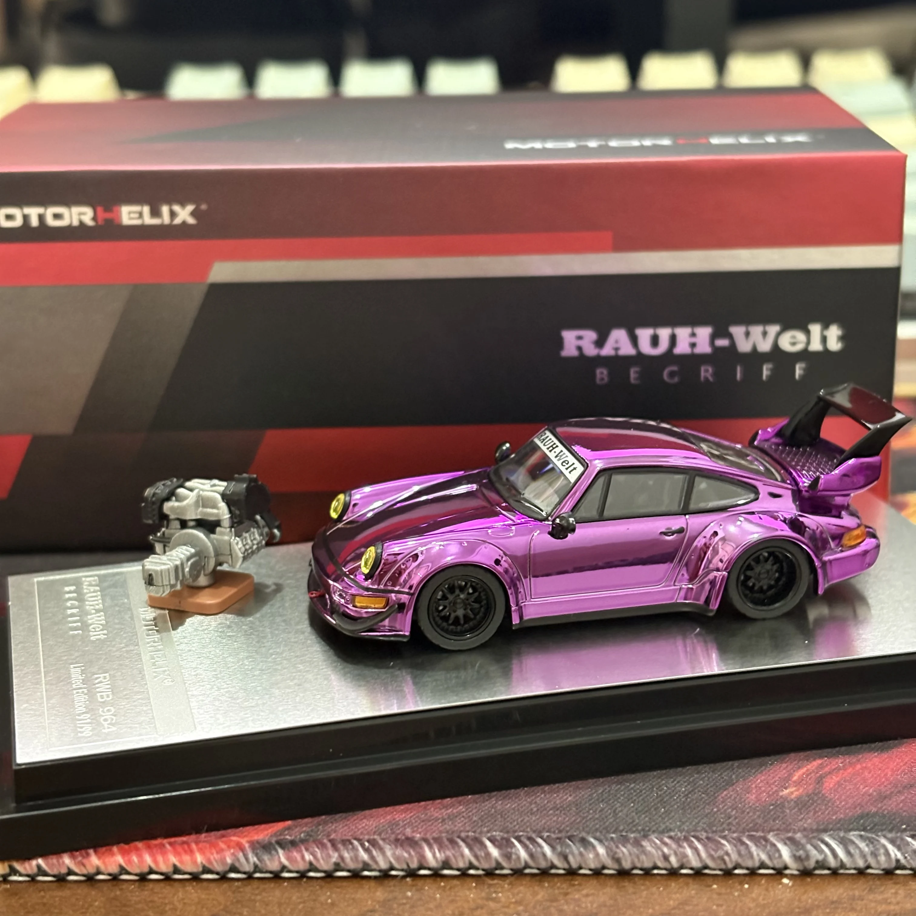 MOTORHELIX 1/64 NEW RWB 993 964 Chrome Alloy Car Static Die Cast