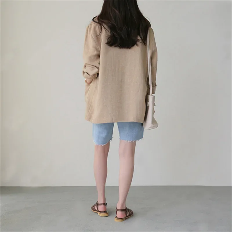 Khaki Women Blazers Single Button Solid Colors Long Sleeve Suits 2024 Spring Autumn Office Lady Plus Size Chic Elegant Blazer