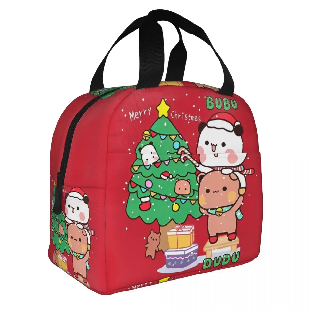 Bubu Dudu Xmas Panda Bear Insulated Lunch Bag Thermal Bag Lunch Container Merry Christmas Gift Lunch Box Tote Food Storage Bags