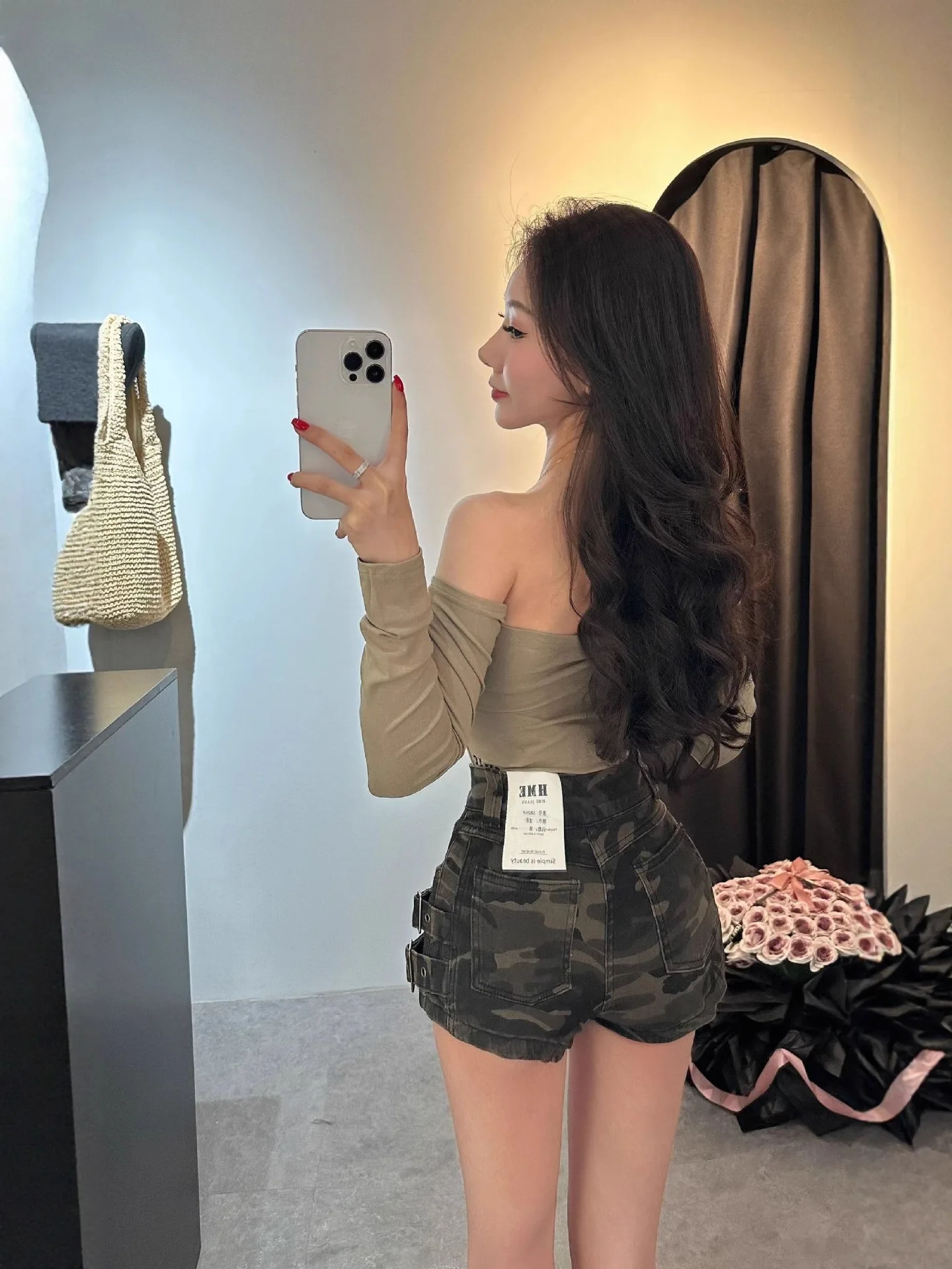 Women High Waist Camo Denim Cargo Shorts Double Button Zipper Pockets Slim Fit Y2K Streetwear Camouflage Mini Hot Pants