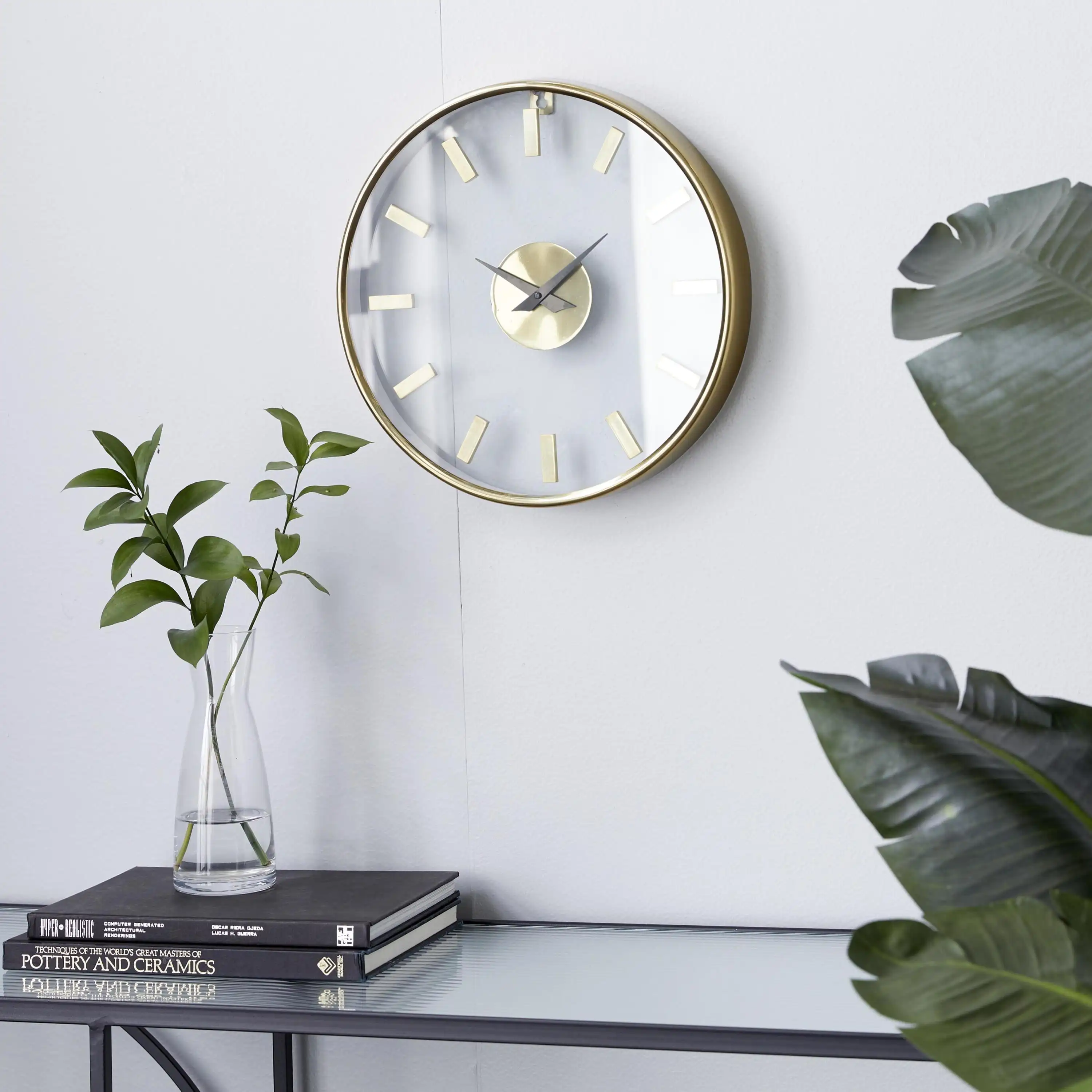 

14 Gold Aluminum Metal Wall Clock with Clear Face