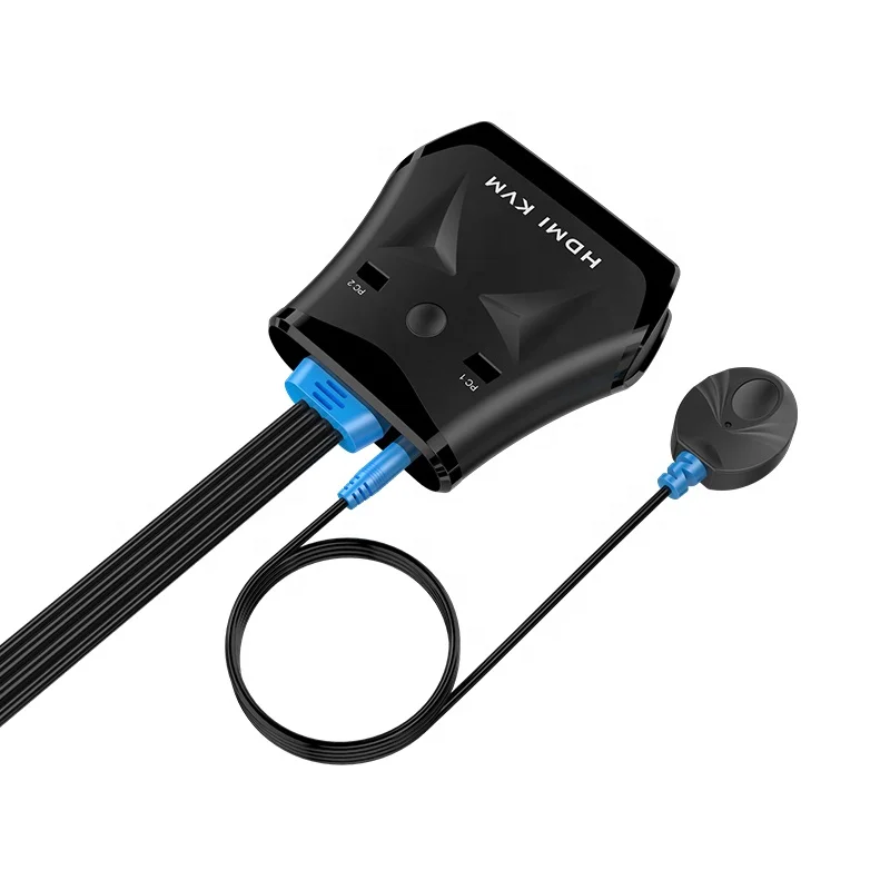 สวิตช์ KVM HDMI ความละเอียดสูง 3840*2160 2 พอร์ต รองรับจอภาพคู่ พร้อมคีย์บอร์ด เมาส์ และสาย KVM ในตัว