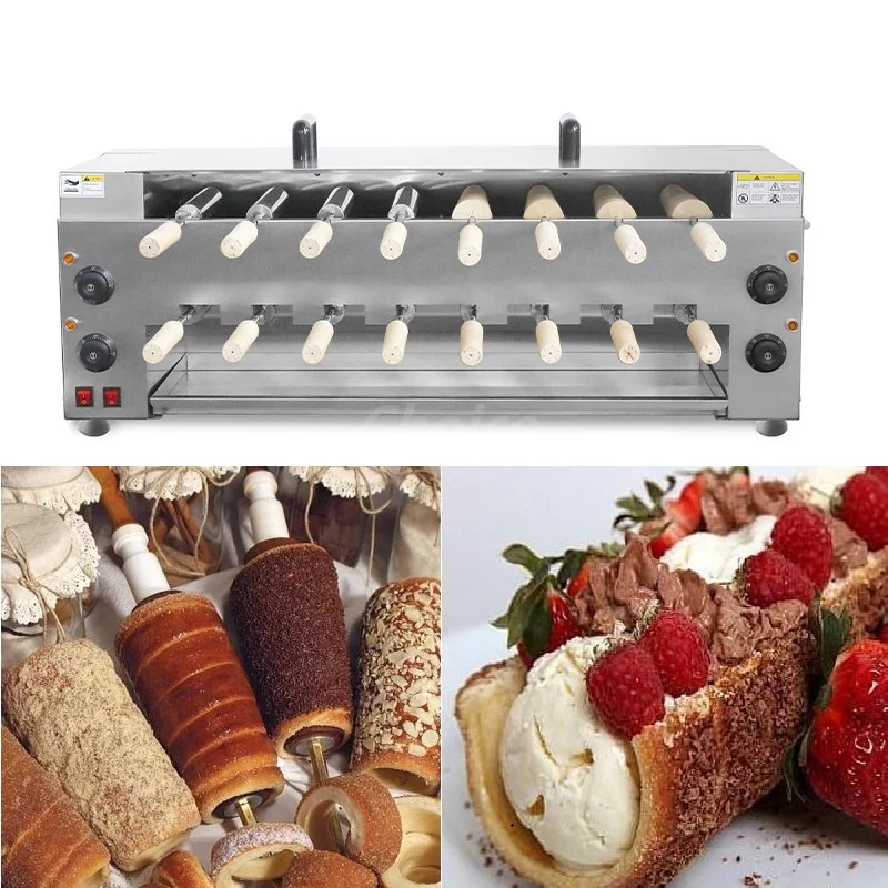 

16 Wood Rolls Commercial Chimney Cake Bread Oven Kurtos Kalacs Machine Ice Cream Waffle Toaster Grill Roll Oven Maker