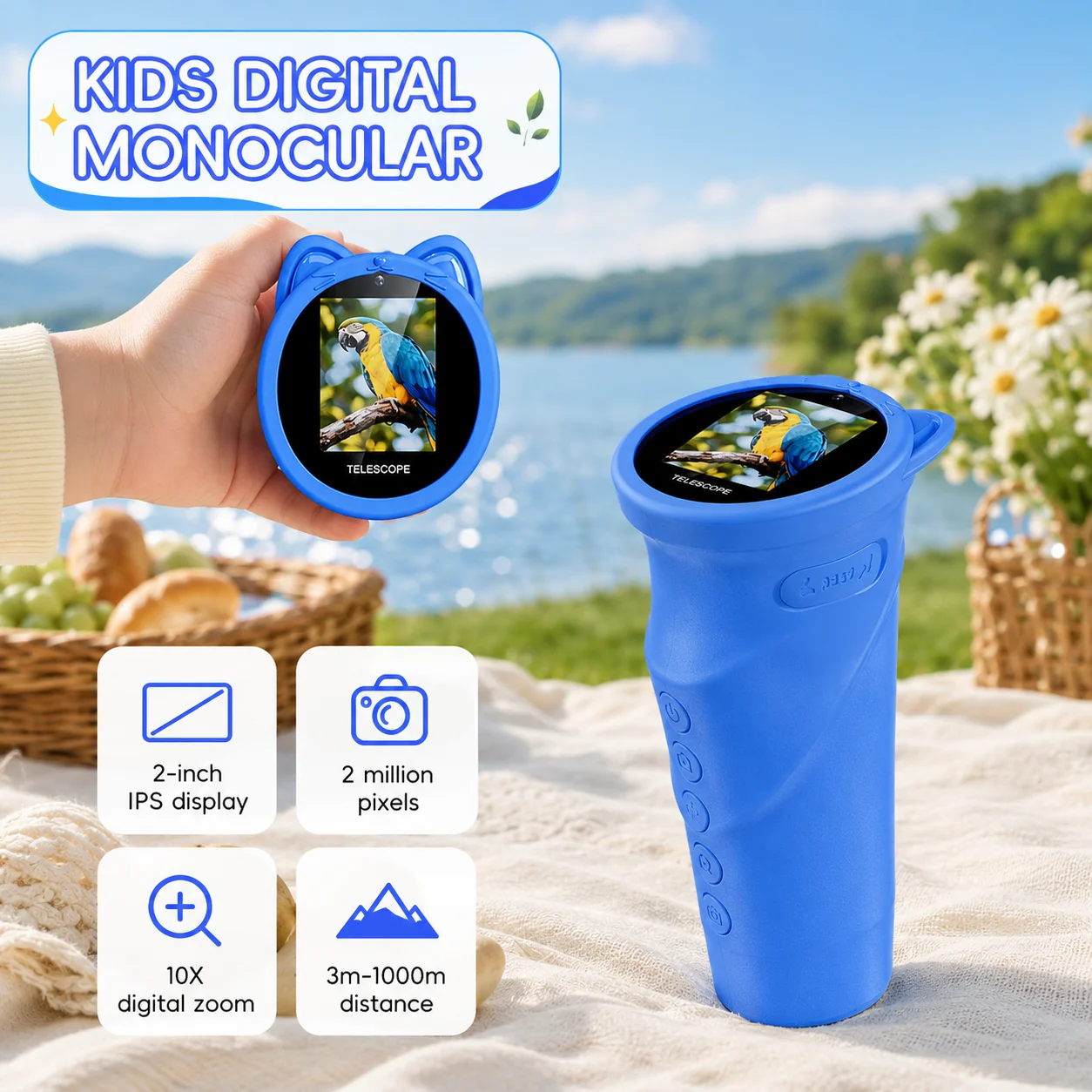 Digital Monocular for Kids 10X Optical Zoom 2MP FHD Digital Camera Telescope STEM Toy 2.0