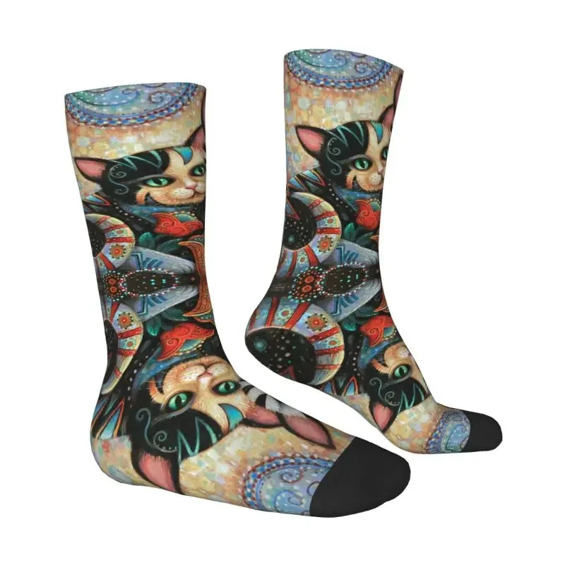 Cat Painting Gustav Klimt Art Men Women Male Crew Socks Unisex Fashion Animal Spring Summer Autumn Winter Dress Sock