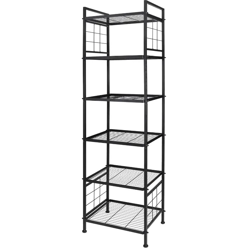 

6-Wire Standing Storage Shelf, Metal Shelving Unit Pantry Rack for Laundry Kitchen Bathroom Organizer(Black)