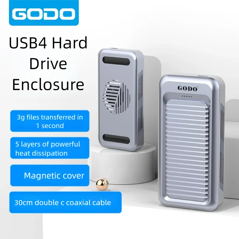 GODO 40Gbps M2 SSD Enclosure USB4 Gen2 NVMe Case Compatible with Thunderbolt M.2 NVMe SSD Enclosure Hard Drive Case External Box