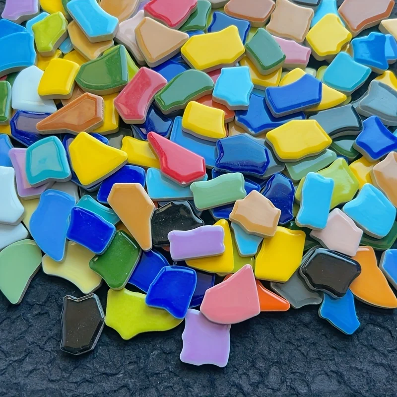 100/200 Grams of Colorful Free-Form Mosaic Materials, Irregular Shaped Mosaic Pieces, Suitable for Various Types of Mosaic Crafts, Cultural and Creative Ornaments, and Home Decoration Creations