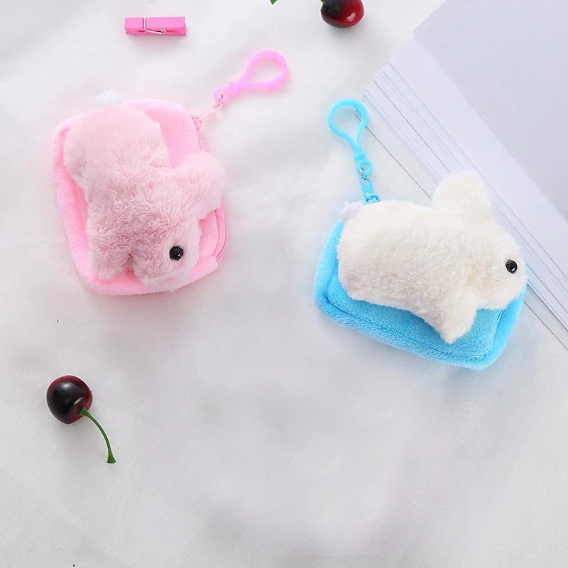 Small Rabbit coin purse Kawai Rabbit Mini Storage bag Pouch Girl Plush Lipstick Earphone Storage Bags children's birthday gift